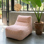 Aurore - Pouf rose pâle allongé en velours côtelé (grosse côte)