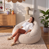 IVORIA Pouf XXL beige in velluto a coste