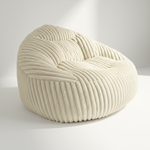 Ivoria – Pouf XXL beige en velours côtelé (grosse côte)