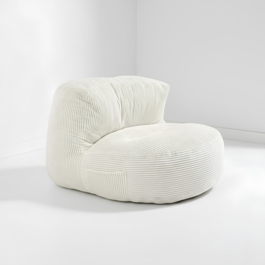 Luna - Pouf blanc en velours côtelé