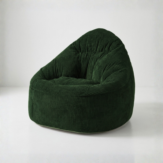 SYLVA Pouf vert émeraude en velours côtelé