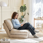 Nélo – Pouf fauteuil relax inclinable en velours chenille, assise scandinave multifonction