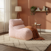 Aurore - Pale pink elongated beanbag in ribbed velvet (wide rib)