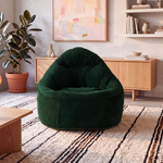 SYLVA Pouf vert émeraude en velours côtelé