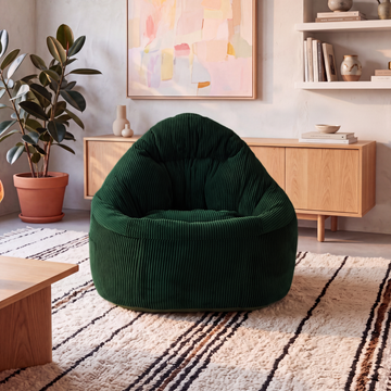 SYLVA Pouf vert émeraude en velours côtelé