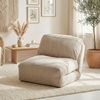 Nélo – Pouf fauteuil relax inclinable en velours chenille, assise scandinave multifonction