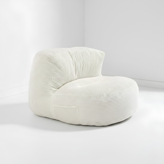 LUNA Pouf blanc en velours côtelé