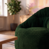 SYLVA Pouf vert émeraude en velours côtelé