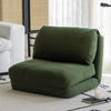 Calen – Pouf fauteuil pliable en velours côtelé, assise scandinave compacte et multifonction