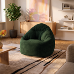 SYLVA Pouf vert émeraude en velours côtelé