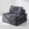 Nèven – Pouf convertible pliable en velours côtelé, canapé-lit compact et modulable
