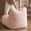 Aurore - Pale pink elongated beanbag in ribbed velvet (wide rib)