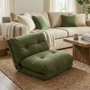 Moven – Pouf canapé pliable minimaliste en tissu polaire, assise d’appoint scandinave