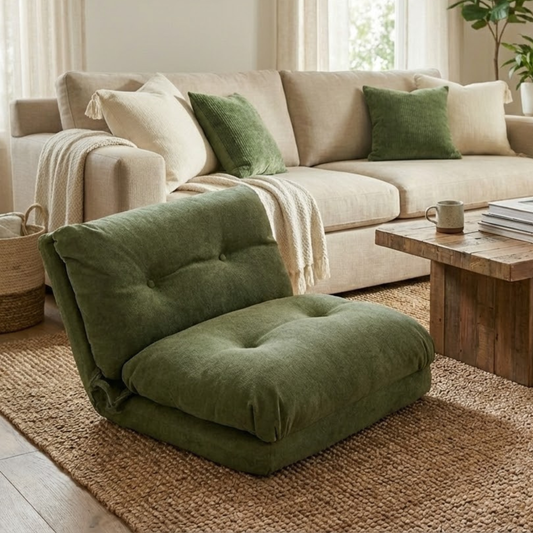 Moven – Pouf canapé pliable minimaliste en tissu polaire, assise d’appoint scandinave