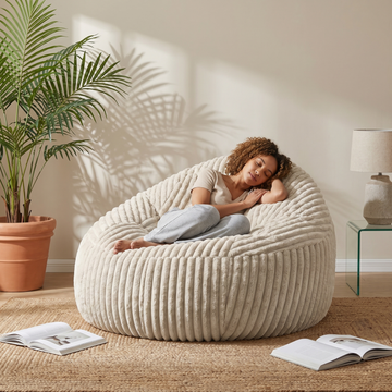 Ivoria – XXL-Sitzsack beige aus Cordvelours (grobe Rippe)