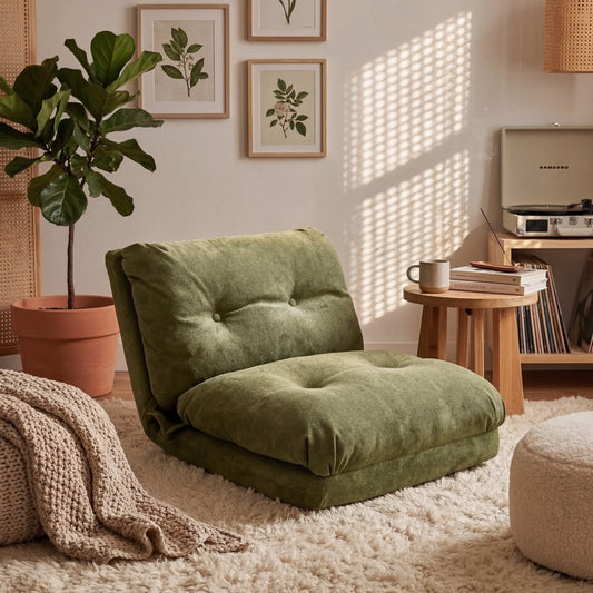 Moven – Pouf divano pieghevole minimalista in tessuto di pile, seduta d’appoggio scandinava