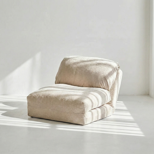 Nélo – Pouf fauteuil relax inclinable en velours chenille, assise scandinave multifonction