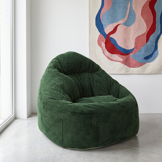 Sylva - Pouf vert émeraude en velours côtelé
