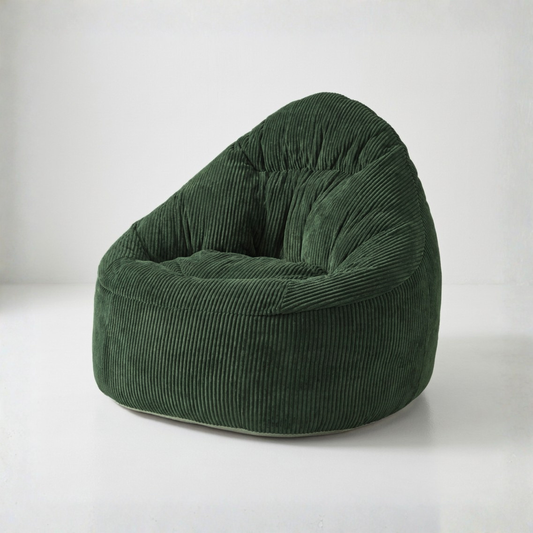 Sylva - Pouf vert émeraude en velours côtelé