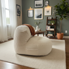 Luna - Pouf blanc en velours côtelé
