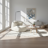 Luna - Pouf blanc en velours côtelé