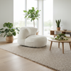 Luna - Pouf blanc en velours côtelé