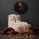 Aurore - Pouf rose pâle allongé en velours côtelé (grosse côte)