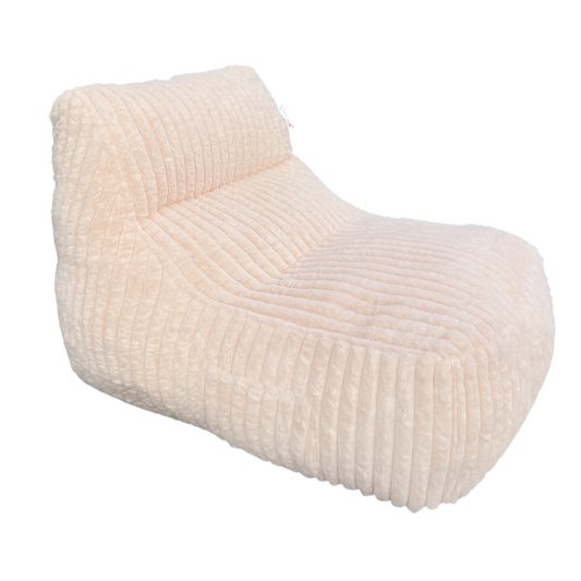 Aurore - Pouf rose pâle allongé en velours côtelé (grosse côte)