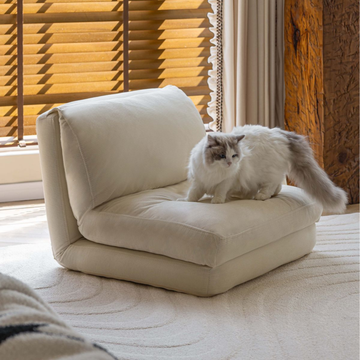 Calen – Pouf fauteuil pliable en velours côtelé, assise scandinave compacte et multifonction