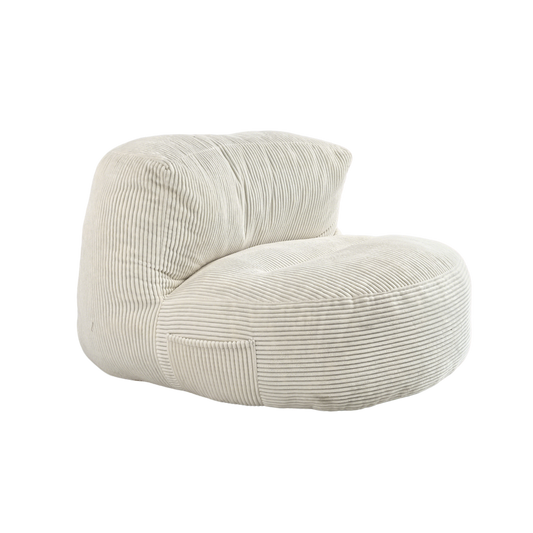 Luna - Pouf blanc en velours côtelé