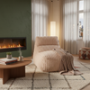 Aurore - Pouf rose pâle allongé en velours côtelé (grosse côte)