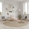 Aurore - Pouf rose pâle allongé en velours côtelé (grosse côte)