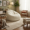 Ivoria – Pouf XXL beige en velours côtelé (grosse côte)