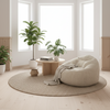 Ivoria – Pouf XXL beige en velours côtelé (grosse côte)