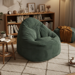 Sylva - Pouf vert émeraude en velours côtelé