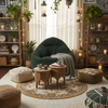 Sylva - Pouf vert émeraude en velours côtelé