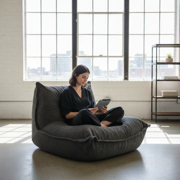 Néor – Pouf design en velours côtelé haut de gamme (assise ergonomique)